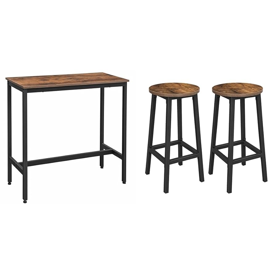 Amazon.com: VASAGLE Bar Table and 2 Bar Stools, Narrow Long